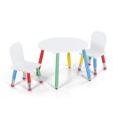 Kindertischset mit 2 PASTELL-Stühlen, Weiß/Farbkombination