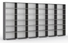 Knihovna SILVER LINE, grafit, 6 sloupců, 2230 x 4800 x 400 mm