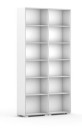 Knižnica SILVER LINE, biela, 2 stĺpce, 2230 x 1200 x 400 mm