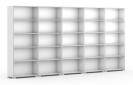 Knižnica SILVER LINE, biela, 5 stĺpcov, 1865 x 4000 x 400 mm