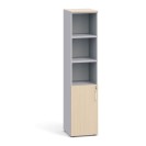 Kombinovaná kancelářská skříň PRIMO, dveře na 2 patra, 1781 x 400 x 420 mm, šedá / bříza