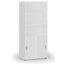 Kombinovaná kancelářská skříň PRIMO WHITE, zasouvací dveře na 2 patra, 1781 x 800 x 420 mm, bílá