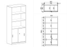 Kombinovaná kancelárska skriňa MIRELLI A+, 800 x 400 x 1800 mm, biela / dub sonoma
