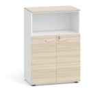 Kombinovaná kancelárska skriňa PRIMO, 1087 x 800 x 420 mm, biela/dub prírodná