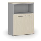 Kombinovaná kancelárska skriňa PRIMO GRAY, 1087 x 800 x 420 mm, sivá/breza