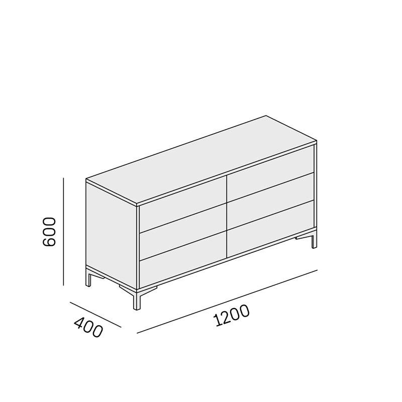 Komoda so 6 zásuvkami LAYERS, 6 zásuviek, biela / sivá