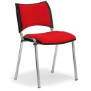 Konferenčná stolička SMART, chrómované nohy, bez podpierok rúk, červená