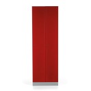 Kovová šatní skříňka, demontovaná, červené dveře, cylindrický zámek