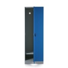 Kovová šatní skříňka, demontovaná, modré dveře, cylindrický zámek