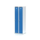Kovová šatní skříňka, modré dveře, cylindrický zámek