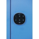 Kovová šatní skříňka zúžená, 2 oddíly, 1850 x 500 x 500 mm, kódový zámek, modré dveře