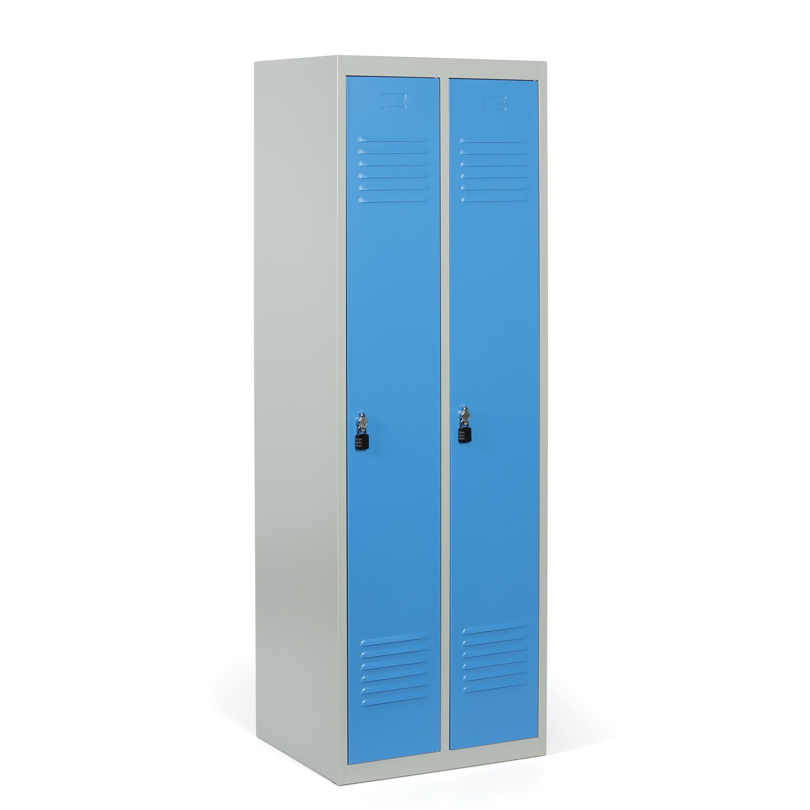 Kovová šatníková skrinka ECONOMIC, demontovaná, modré dvere, otočný zámok