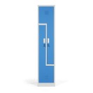 Kovová šatňová skriňa Z, 2 oddiely, cylindrický zámok, modré dvere