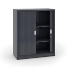 Kovová skříň s roletovými dveřmi, 1200 x 1000 x 450 mm, tmavě šedá