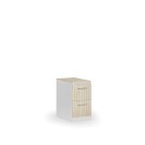 Kovová zásuvková kartotéka PRIMO s dřevěnými čely A4, 2 zásuvky, bílá/dub přírodní