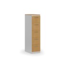 Kovová zásuvková kartotéka PRIMO s dřevěnými čely A4, 5 zásuvek, bílá/buk