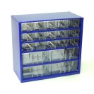 Kovové závesné skrinky so zásuvkami, 19 zásuviek, modrá