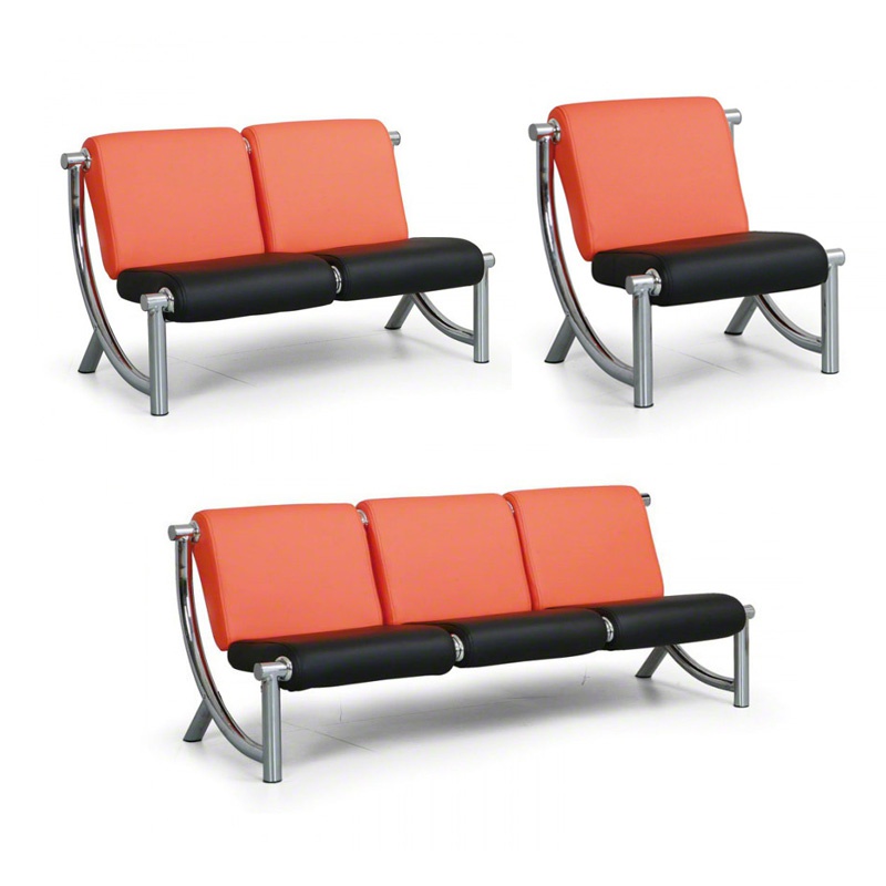 Kožená sedacia súprava JAZZY II, kreslo, oranžová/čierna