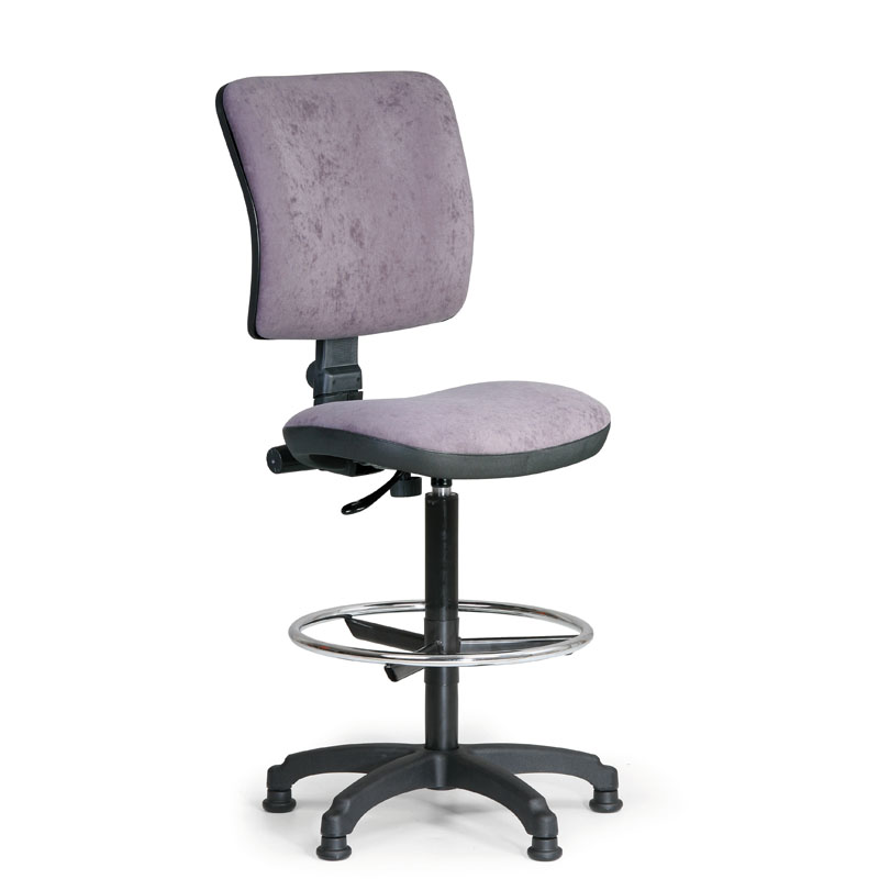 Krzesło biurowe MILANO II bez podłokietników, podwyższone, stały kontakt, ślizgacze, szare