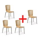 Krzesło do jadalni drewniane LINES 3+1 GRATIS, naturalne