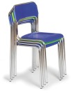 Krzesło do jadalni plastikowe ASKA, niebieskie - chromowane nogi