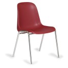 Krzesło do jadalni plastikowe ELENA, czerwone, chromowane nogi