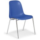 Krzesło do jadalni plastikowe ELENA, niebieskie, chromowane nogi