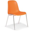 Krzesło do jadalni plastikowe ELENA, pomarańczowe, chromowane nogi