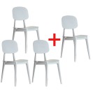 Krzesło do jadalni plastikowe SIMPLY 3+1 GRATIS, białe