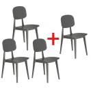 Krzesło do jadalni plastikowe SIMPLY 3+1 GRATIS, szare