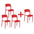 Krzesło do jadalni REFRESCO, czerwone 3+1 GRATIS