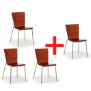 Krzesło drewniane CALGARY 3+1 GRATIS, konstrukcja chromowana, orzech