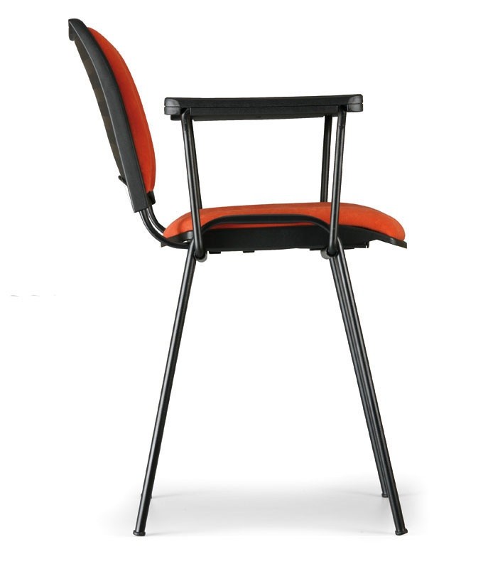 Krzesło konferencyjne SMART, chromowane nogi, z podłokietnikami, pomarańczowe