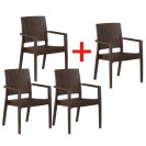 Krzesło ogrodowe RATAS 3+1 GRATIS, imitacja ratanu