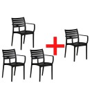 Krzesło ogrodowe SLENDER 3+1 GRATIS, czarny