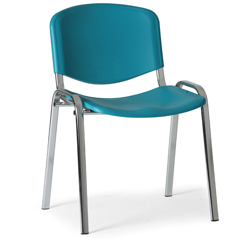 Krzesło plastikowe ISO, zielone, konstrukcja chrom