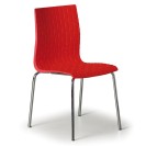 Krzesło plastikowe, metalowa konstrukcja MEZZO 3+1 GRATIS, czerwone
