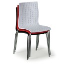 Krzesło plastikowe, metalowa konstrukcja MEZZO 3+1 GRATIS, czerwone