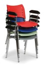 Krzesło plastikowe SMART - nogi chromowane z podłokietnikami, kolor czerwony