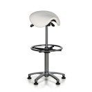 Krzesło robocze CAROLINE, siedzisko siodłowe, na ślizgaczach, białe