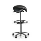Krzesło robocze CAROLINE, siedzisko siodłowe, na ślizgaczach, czarne