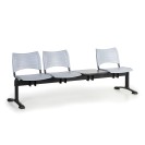 Ławka do poczekalni plastikowa VISIO, 3 siedzenia + stołek, szary, czarne nogi