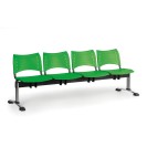 Ławka do poczekalni plastikowa VISIO, 4 siedzenia, zielony, chromowane nogi