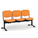 Ławka do poczekalni tapicerowana VIVA, 3-siedziska, pomarańczowy, czarne nogi