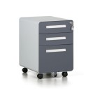 Metall-Schreibtischcontainer, Metall-Rollcontainer ROUND, 3 Schubladen, dunkelgrau