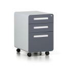 Metall-Schreibtischcontainer, Metall-Rollcontainer ROUND, 3 Schubladen, dunkelgrau