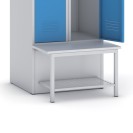 Metallkleiderschrank mit Sitzbank und Regal, blaue Tür, Zylinderschloss