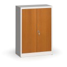 Metallschrank, Aktenschrank mit lamin. Türen, 1150 x 800 x 400 mm, RAL 7035/Kirschbaum