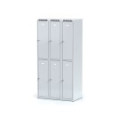Metallspind mit Aufbewahrungsboxen, 6 Boxen, graue Tür, Zylinderschloss