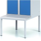 Metallspind mit Sitzbank, 2-türig, blaue Tür, Drehriegelschloss